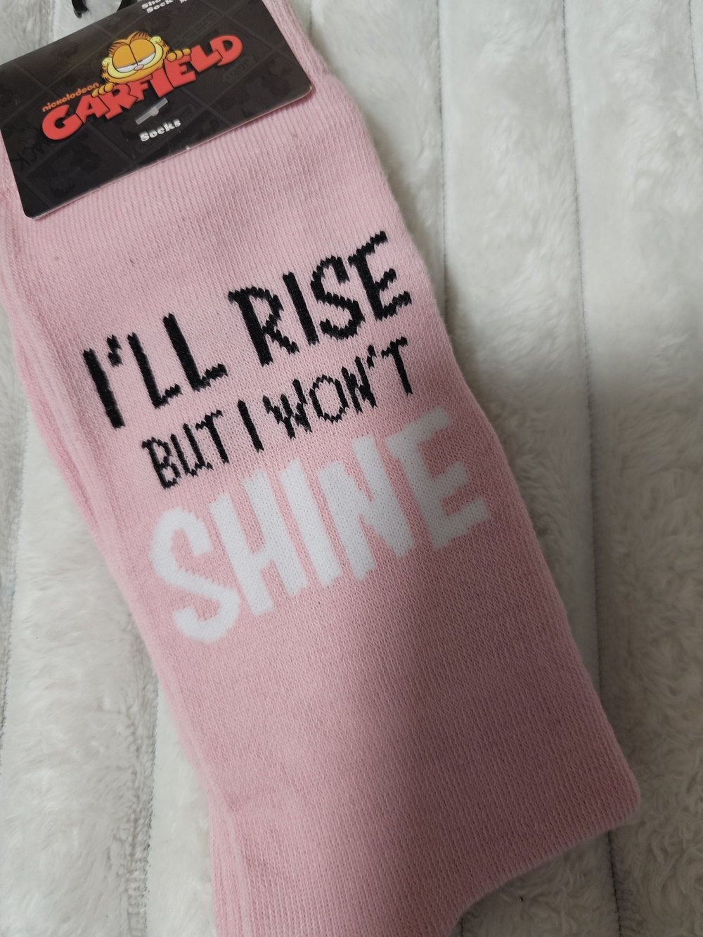 Pink 'I'll Rise But I Won't Shine' Crew Socks